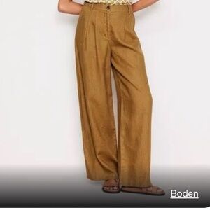 Boden Women's Regent Pleat Linen Wide-Leg Pants - Brown